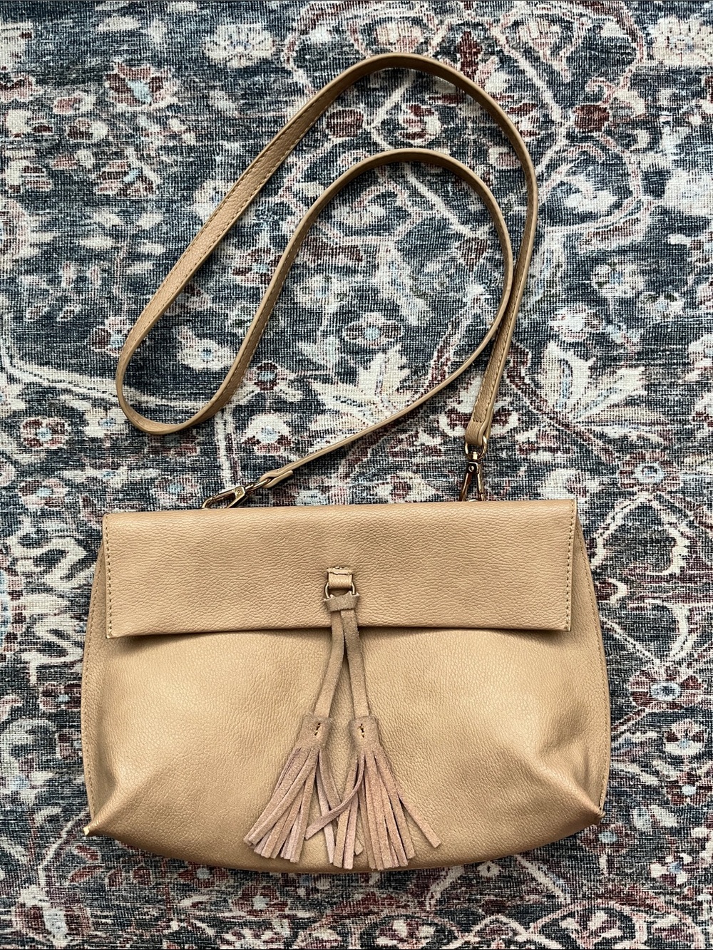Classic Tassel Crossbody Bag in Tan
